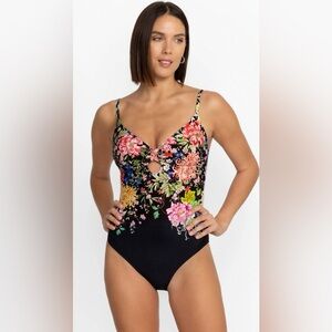 Johnny Was Metalli Notte Keyhole One-Piece swimsuit. Size S NWT
